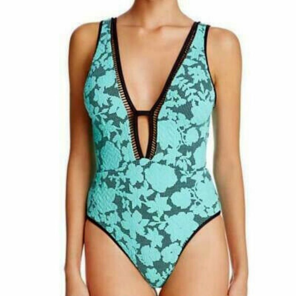 NWT Nanette Lepore Women's Jade Jacquard One Piece Swimsuit Size XS